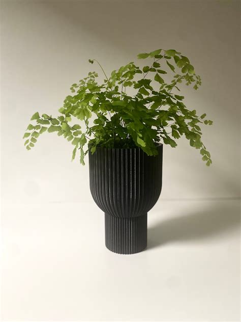 Tall Modern Planter chalice BLACK Black Sheen Finish - Etsy