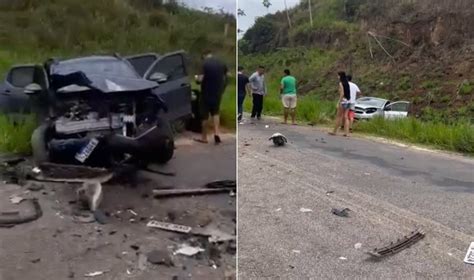 No AC Carros Batem De Frente Em BR E Ocupantes Sobrevivem