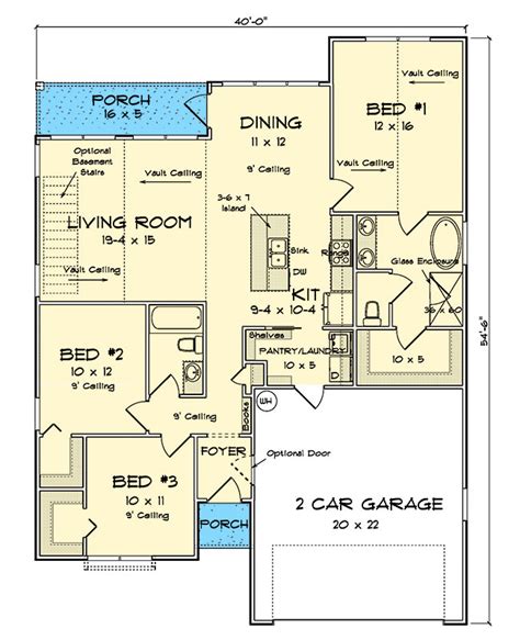 Split Bedroom New American House Plan Cottage With Car Garage