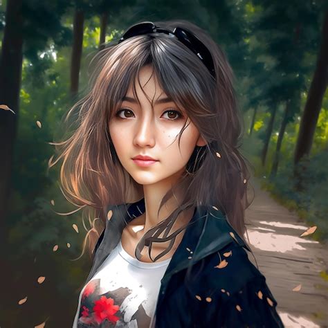 Premium AI Image | Beautiful anime girl in forest digital art