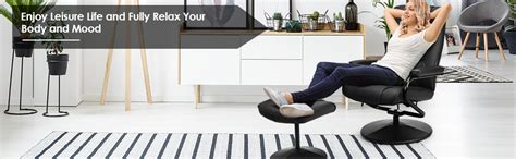 Giantex Fauteuil inclinable avec ottoman pivotant à 360 degrés en cuir