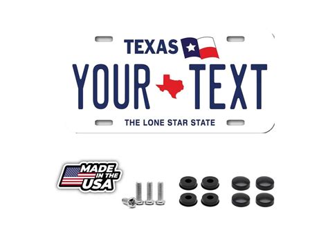 Texas Personalized License Plate Your Name Any Text Custom Texas Flag