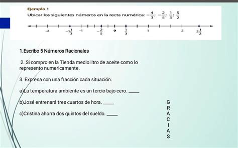 SOLVED Números racionales ayuda por favor Ejemplo Ubicar los