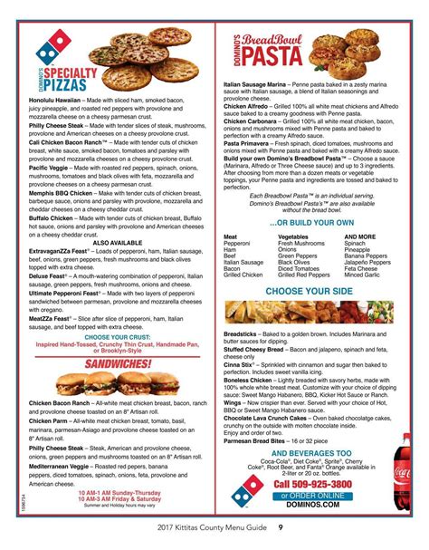 Domino's Printable Menu With Prices