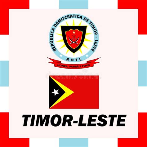 Ensigns Flag And Coat Of Arm Of Timor Leste Stock Illustration