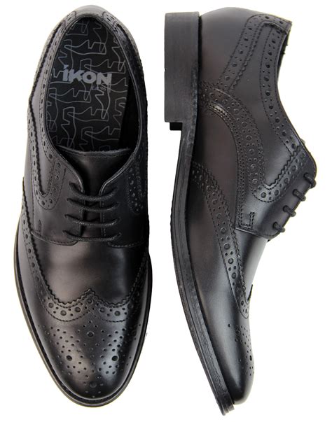 Ikon Parker Men S Retro Mod 1960s Wingtip Brogues In Black