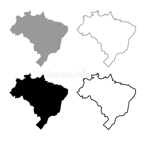 Mapa Del Color Negro Gris Determinado Del Esquema Del Icono Del Brasil