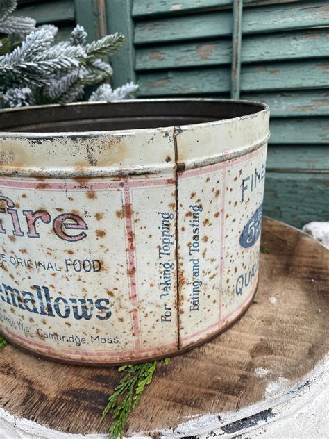 Antique Lb Campfire Marshmallows Tin Faded Rusty Weathered Worn