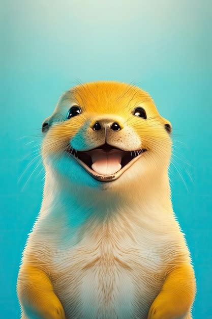 Premium AI Image | AI generated illustration of happy smiling otter