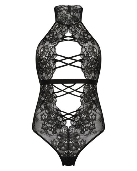 Hunkemöller Melissa Halter Neck Lace Teddy In Black Lyst