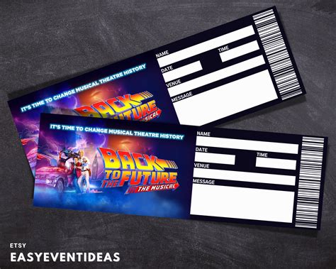 Printable Back to the Future Ticket | Editable Tickets | Musical Fake