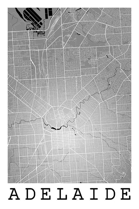 Adelaide Street Map - Adelaide Australia Road Map Art on Colored ...