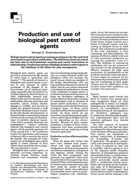 Production And Use Of Biological Pest Control Agents Pdf Biological Pest Control Insecticide