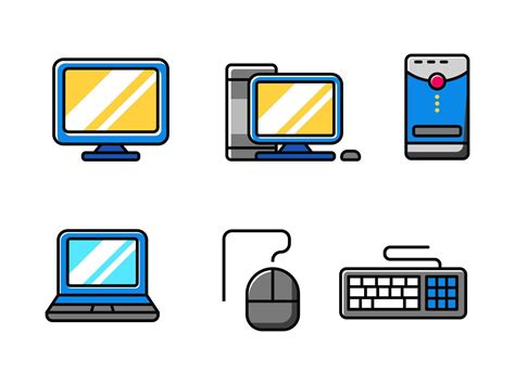 Set Of Computer Icons With Colorful Design Isolated On White Background