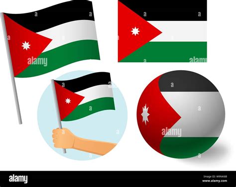 Jordanien Flagge Symbol Gesetzt Nationalflagge Von Jordanien Vector