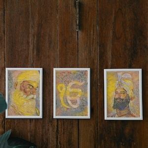 Poster Canvas Set Of Guru Nanak Dev Ji Guru Gobind Singh Ji Ik