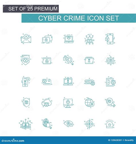 Cyber Crime Icons Set Vector Stock Vector Illustration Of Spyware