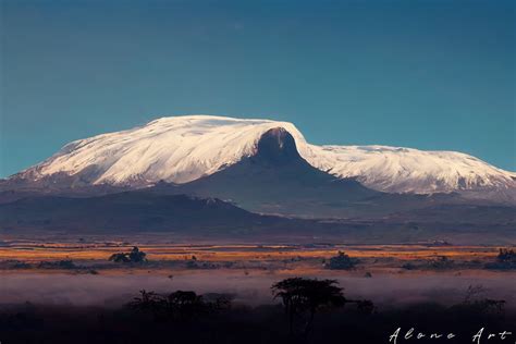 Stunning Mount Kilimanjaro Painting Graphic by Alone Art · Creative Fabrica