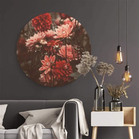 Tableau sur bois Annie Fleurs d été Rond wall art fr