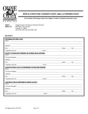 Fillable Online Orangecountyfl Application For Conservation Area