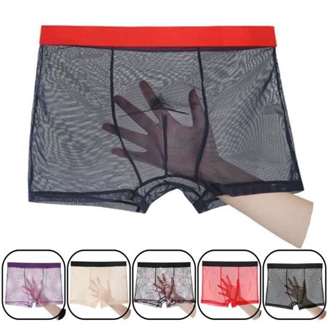 Sous vêtement Boxer filet sexy ultra fin et transparent pour homme