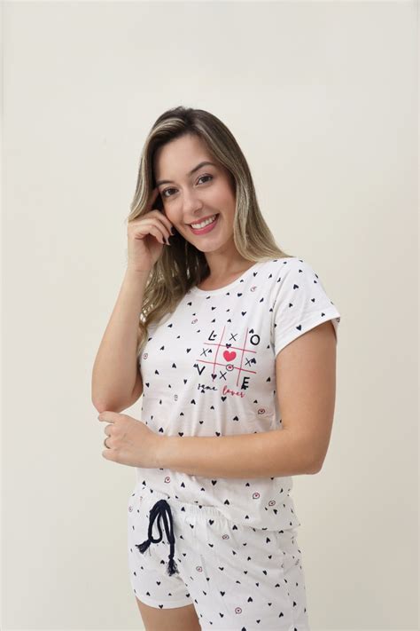 Short doll manga curta 12743 Elêva Lingerie e Pijamas