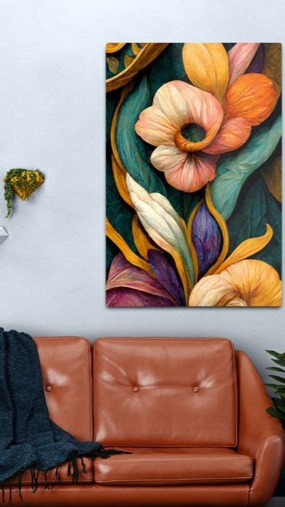 Colorful Art Nouveau Flower Decor Art Nouveau Flowers Graphic Art