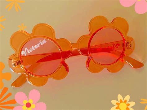 Personalized Adult Flower Sunglassesgroovy Party Sunglasses Etsy