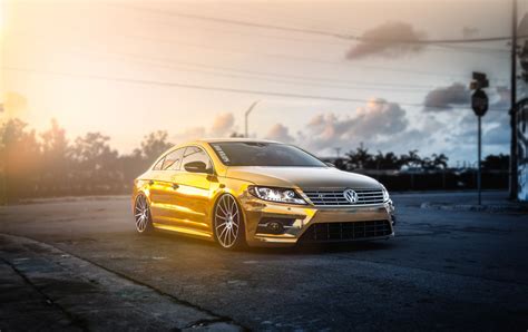 Wallpaper Gold Sports Car Tuning Volkswagen Passat Sedan Passat