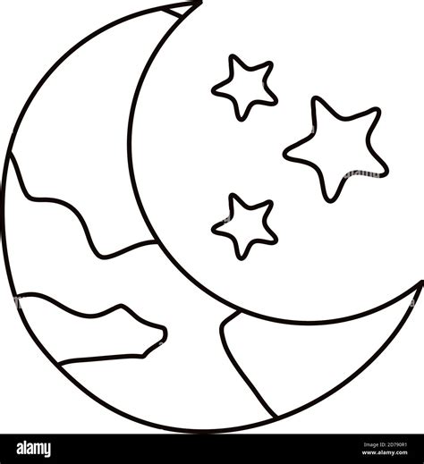 Crescent Moon With Stars Night Icon Vector Illustration Design Stock