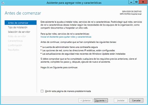Asistente Para Agregar Roles Y Caracteristicas Antes De Comenzar