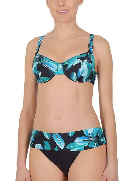 Naturana Naturana Aqua Leaf Print Wired Bikini Set Size