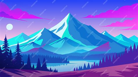 Premium Vector Mountains With Trees In The Background