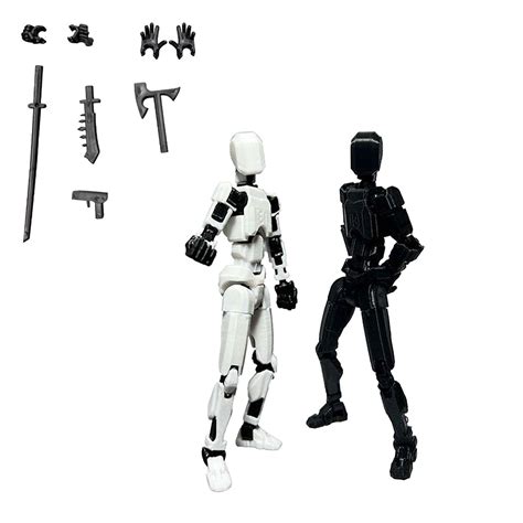 IMossad 2Pcs Multi Jointed Movable Robot With Handheld Accessories 3D