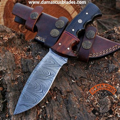 Handmade Forged Damascus Knife With Leather Sheath