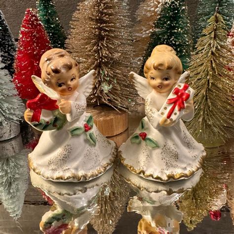 Vintage Napco Christmas Angels Mini 1950s Set Of 2 Etsy Uk