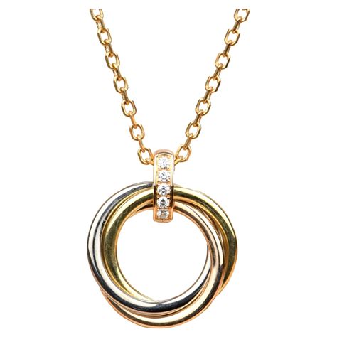 Cartier Trinity Diamond Tri Gold Pendant Necklace At Stdibs