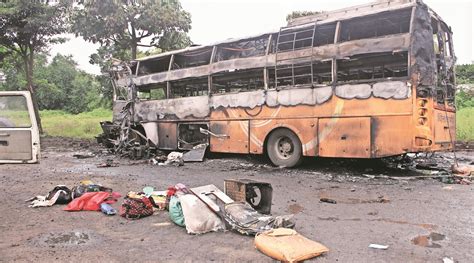 12 Die After Bus Catches Fire In Nashik Most Victims Were On Way Back