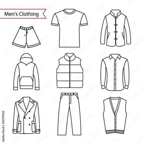 Set Of Vector Icons Of Mens Clothing For Your Design Outline Mens