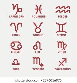 Zodiac Sign Pack Pixel Art Stock Vector Royalty Free 2396016975