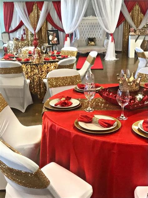 Red And Gold Quince Red Quince Theme Red Party Decorations Red