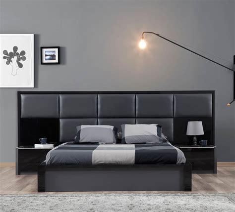 Milan Black Grey Tufted Bed – Queen – ModArte