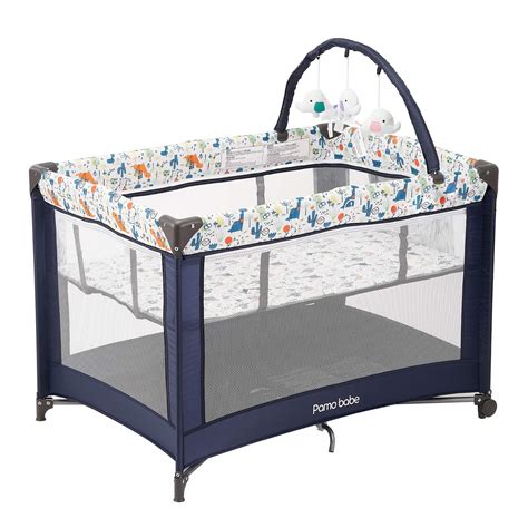Pamo Babe Portable Playard Sturdy Playard With Padded Mat And Toy Bar