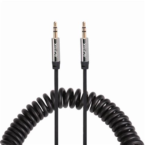 3.5mm Coiled Audio Cable / Auxiliary Cable / AUX Cord (4.9ft / 1.5m), Black | AGPTEK