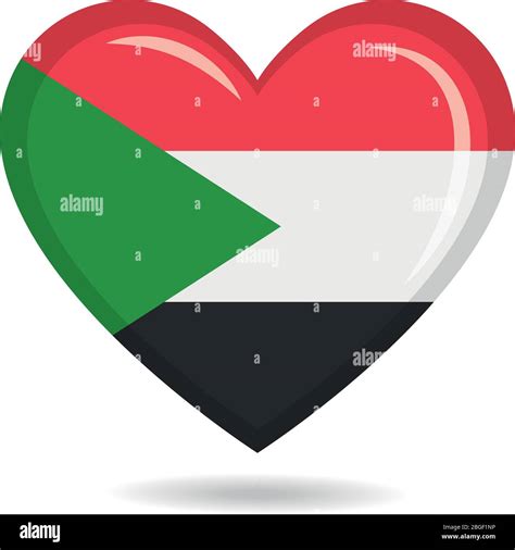 Sudan National Flag In Heart Shape Vector Illustration Stock Vector