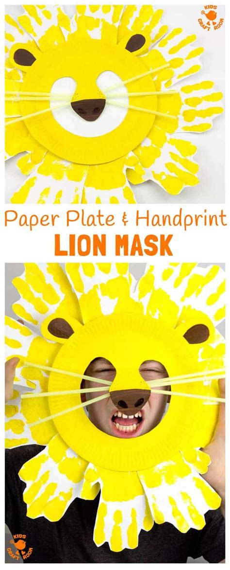 Handprint and Paper Plate Lion Masks - Kids Craft Room