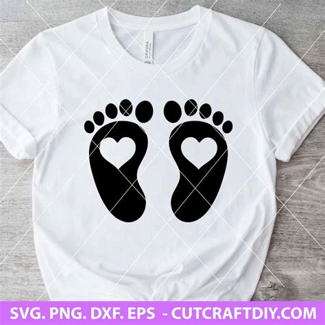 Baby Feet With Heart Svg Footprint Svg Baby Feet Svg Newborn Svg