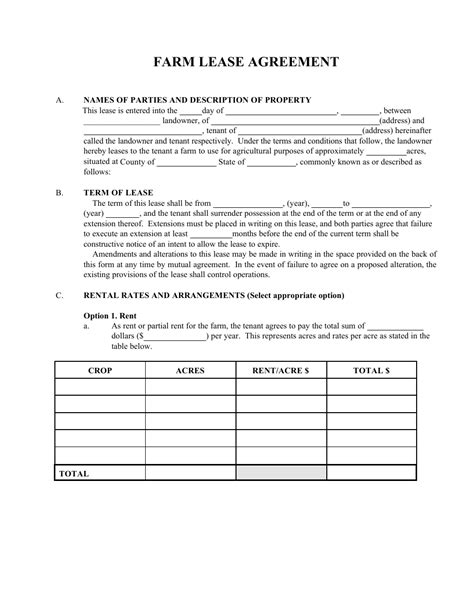 Farm Land Lease Agreement Template Sfiveband