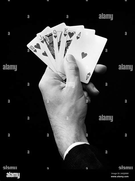 Hand Holding Royal Flush Black And White Stock Photos And Images Alamy