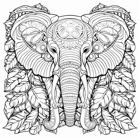 Página Para Colorear Elefante Adulto Dibujo De La Selva Ilustración De Imagen Arte Generado Por